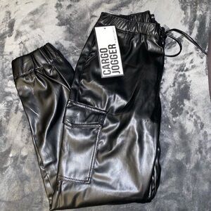 NWT- Almost Famous-Black Cargo Jogger Pants